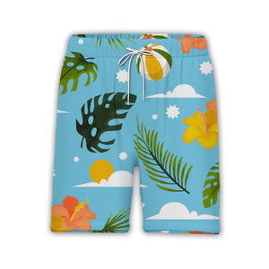 Teal Turquoise Coconut Cocktail Hawaiian Shirt with Palm Fronds and Plumeria
