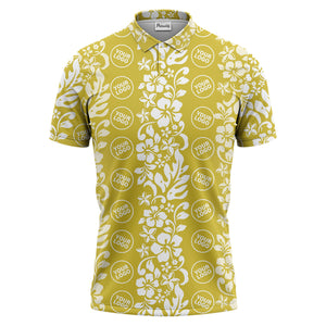 tropical hibiscus custom multi color floral print golf polo shirt for men