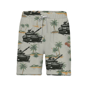 Tropical Military Tank Hawaiian Shirt with Palm Trees & Island Vibes