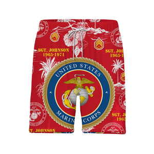 USMC Hawaiian Shirt - Marine Corps Tropical Floral Veteran Gift for Him
