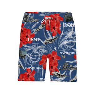 USMC Iwo Jima Hawaiian Shirt - Marine Military Vehicles Fighter Jets Tropical