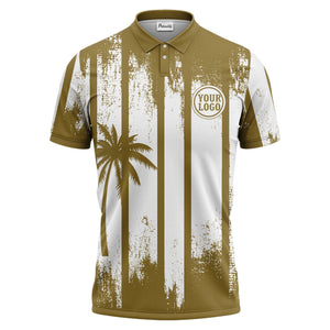 vertical striped palm trees grunge texture polo shirt for men
