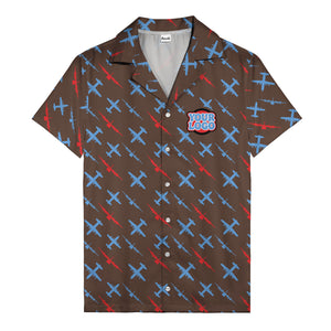 vintage airplane repeat pattern hawaiian shirt for aviation fans