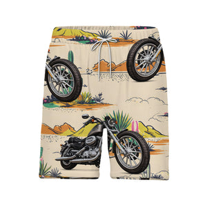 Vintage Desert Motorcycle Adventure Hawaiian Shirt With Cacti & Mountain Landscape