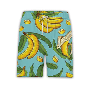 Vintage Etching Banana Hawaiian Shirt with Slices on Light Teal