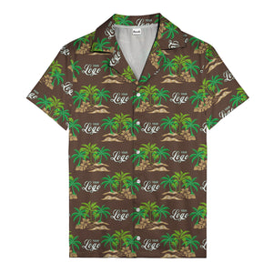 vintage palm tree oasis with monogrammed logo repeat hawaiian shirt