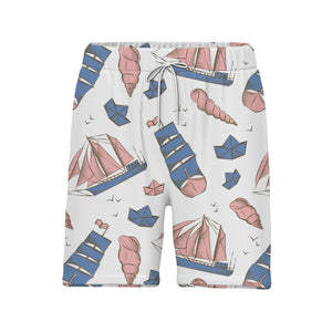 Vintage Sailboat & Seashell Nautical Hawaiian Shirt – Marine Bird Pattern