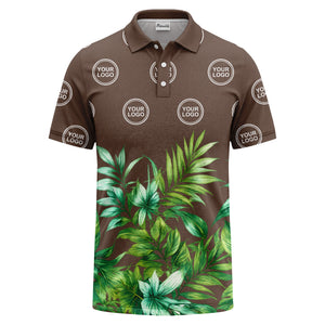 watercolor exotic ferns & logo circle polo shirt