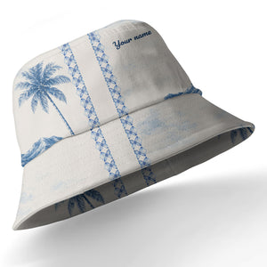 watercolor palm trees mountain waves navy blue hawaiian shirt