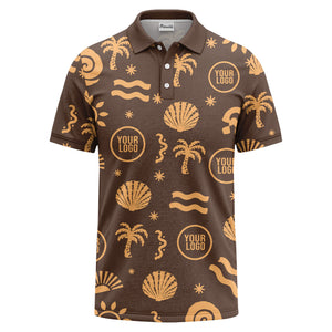 watercolor palm trees seashells waves polo shirt for beach vacation