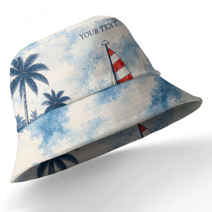watercolor sailboats & palm trees beach scene navy hawaiian shirt for men