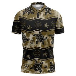 wavy band sea turtles starfish monochrome polo shirt for men
