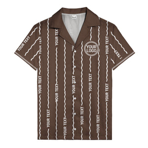 wavy line personalized hawaiian shirt with custom text & logo