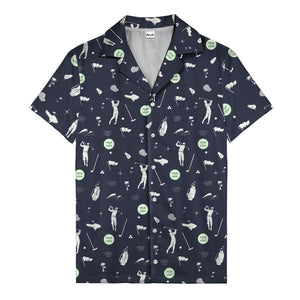 Whimsical Golfers Palm Wave Hawaiian Shirt Aloha Button Down Shirt