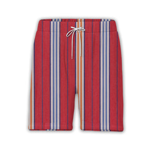 Woven Fabric Texture Stripe Hawaiian Shirt Red White Blue Orange