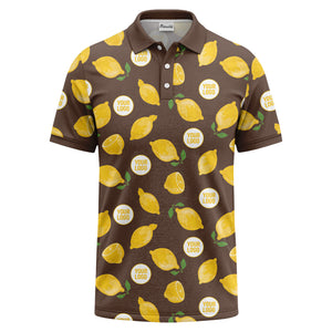 zesty lemon slices & leaf motif playful summer polo shirt