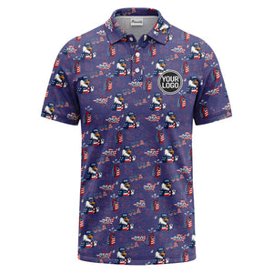 bald eagles golf bags fireworks patriotic polo shirt for men
