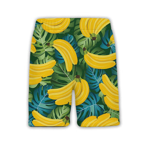 Banana Hawaiian Shirt on Dense Green Monstera Leaf Background