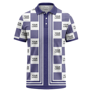 barcode graphic custom logo black white polo shirt for men