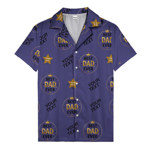 best dad ever gold crown circle repeat pattern hawaiian shirt for men