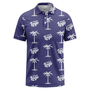 black gold palm trees & customizable logos graphic polo shirt