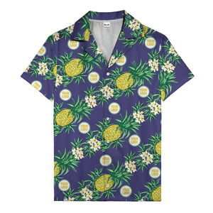 black pineapple & plumeria photographic all over hawaiian shirt