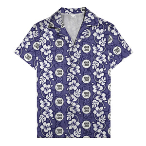 black & white hibiscus monstera custom logo hawaiian shirt for men