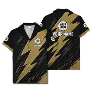 bold lightning bolt repeat pattern personalized hawaiian shirt for men