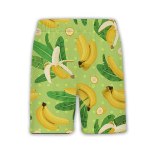 Cartoon Banana and Monstera Hawaiian Shirt on Pale Yellow