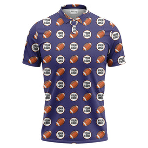 cartoon football logo circle repeat black sports polo shirt for men