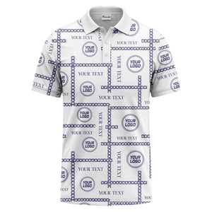 chain link grid custom logo monochrome polo shirt for men