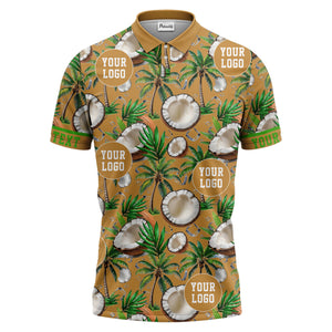 coconut palm trees ice cubes tropical black polo shirt for men