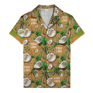 coconut palms & ice cubes on black beach photo hawaiian shirt for men