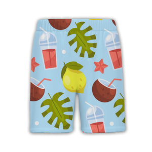 Cream Coconut Cocktail Hawaiian Shirt with Monstera Melon and Conch Shells