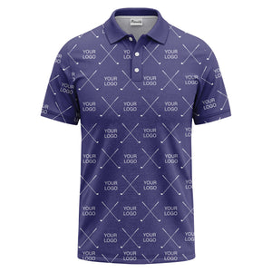 crossed golf clubs & logo repeat graphic polo shirt for men