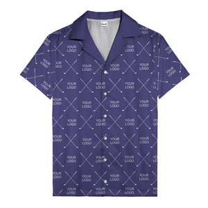 crossed golf clubs logo repeat pattern hawaiian shirt for men