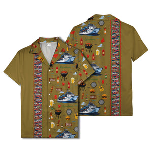 cruise ship grill & refreshments fun cartoon hawaiian shirt for men
