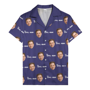 custom face portrait & personalized text repeat hawaiian shirt