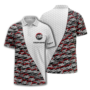 custom logo circles & hexagons grid polo shirt for men
