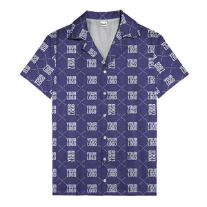 custom logo diamond repeat monochrome hawaiian shirt for men