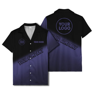 custom logo gradient black white corporate hawaiian shirt