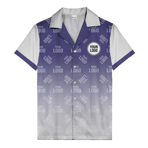 custom logo gradient fade black to white hawaiian shirt