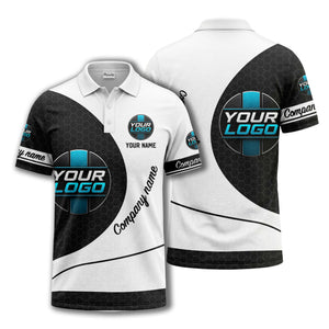 custom logo hexagon diagonal stripes polo shirt for men