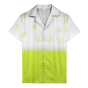 custom logo ombre gradient black white hawaiian shirt
