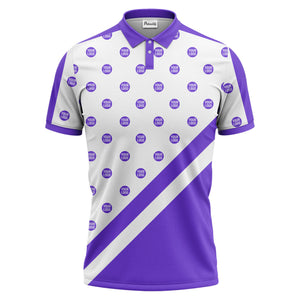 custom logo repeat diagonal stripe black & white polo shirt