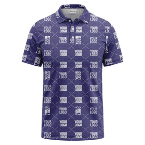 custom logo repeat diamond grid black white polo shirt