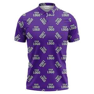 custom logo repeating text navy white hawaiian polo shirt for men