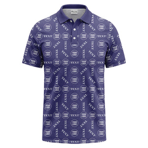 custom logo & text repeat all over print polo shirt