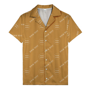 custom logo & text repeat black hawaiian shirt for personalized branding