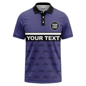 custom monogram logo repeat & text banner all over polo shirt